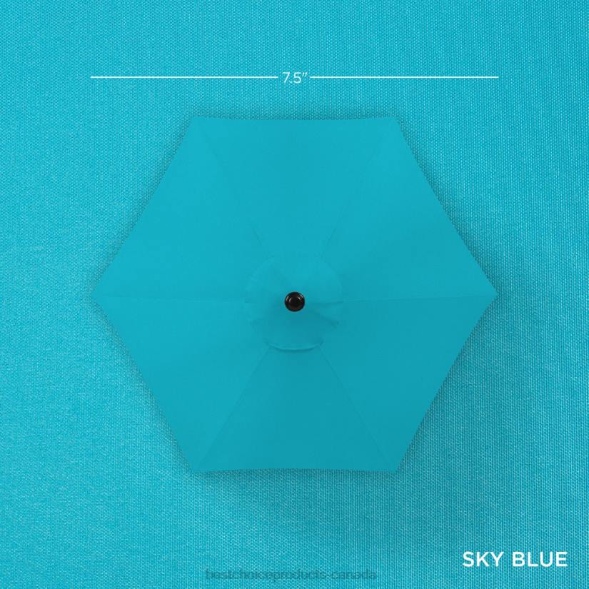 4LT2858 Sky Blue Best Choice Products Outdoor Solar Patio Umbrella w/ Push Button Tilt, Crank Lift