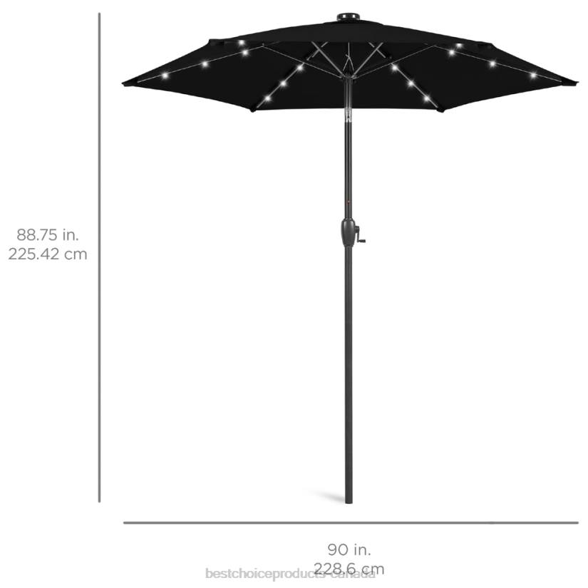 4LT2861 Black Best Choice Products Outdoor Solar Patio Umbrella w/ Push Button Tilt, Crank Lift