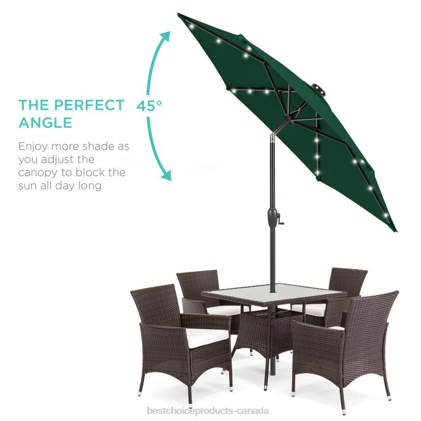 4LT2864 Green Best Choice Products Outdoor Solar Patio Umbrella w/ Push Button Tilt, Crank Lift
