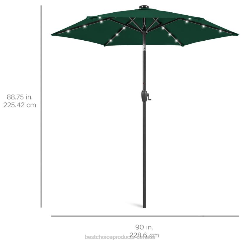4LT2864 Green Best Choice Products Outdoor Solar Patio Umbrella w/ Push Button Tilt, Crank Lift
