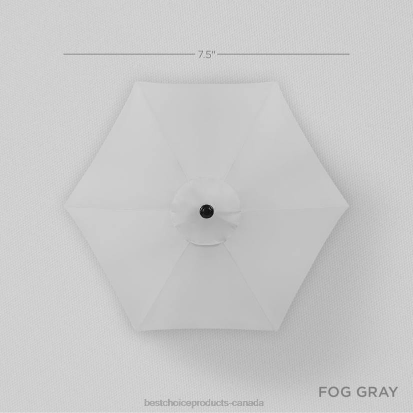 4LT2866 Fog Grey Best Choice Products Outdoor Solar Patio Umbrella w/ Push Button Tilt, Crank Lift