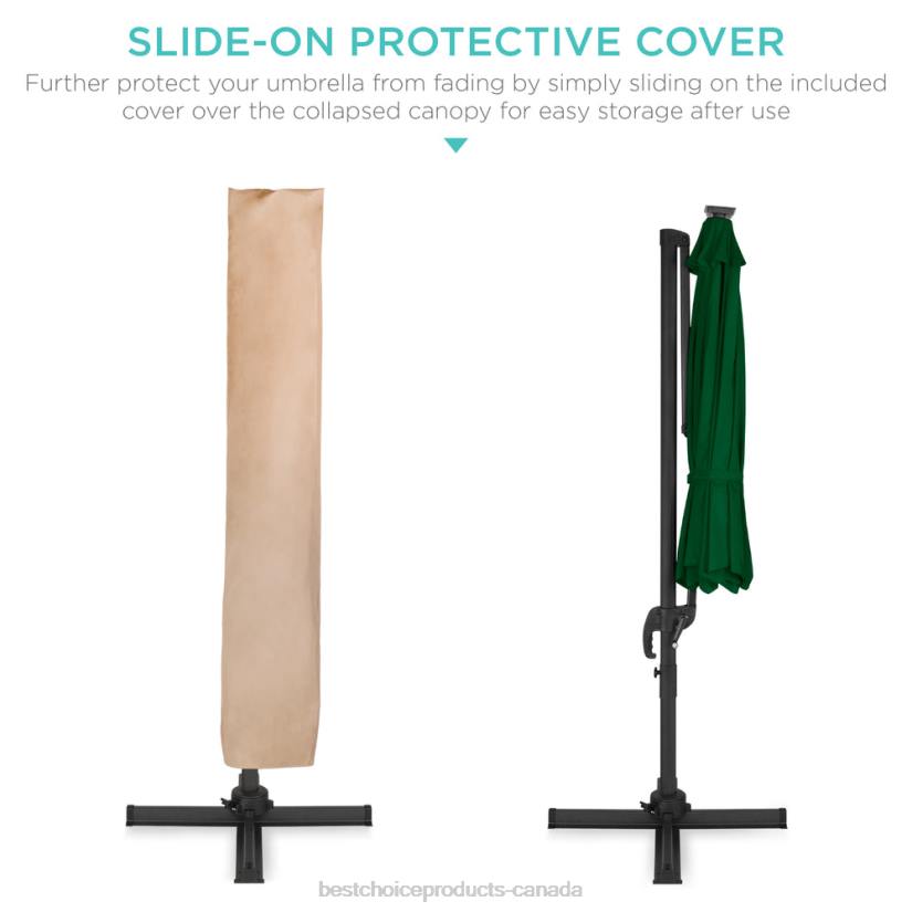 4LT2868 Green Best Choice Products 360-Degree LED Cantilever Offset Patio Umbrella w/ Tilt