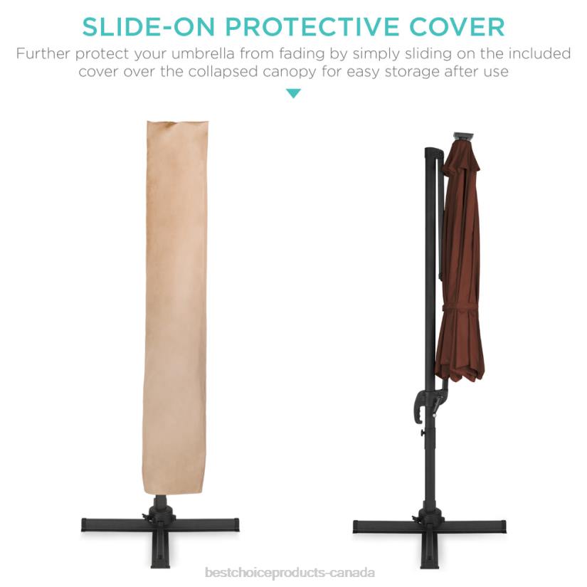 4LT2870 Brown Best Choice Products 360-Degree LED Cantilever Offset Patio Umbrella w/ Tilt