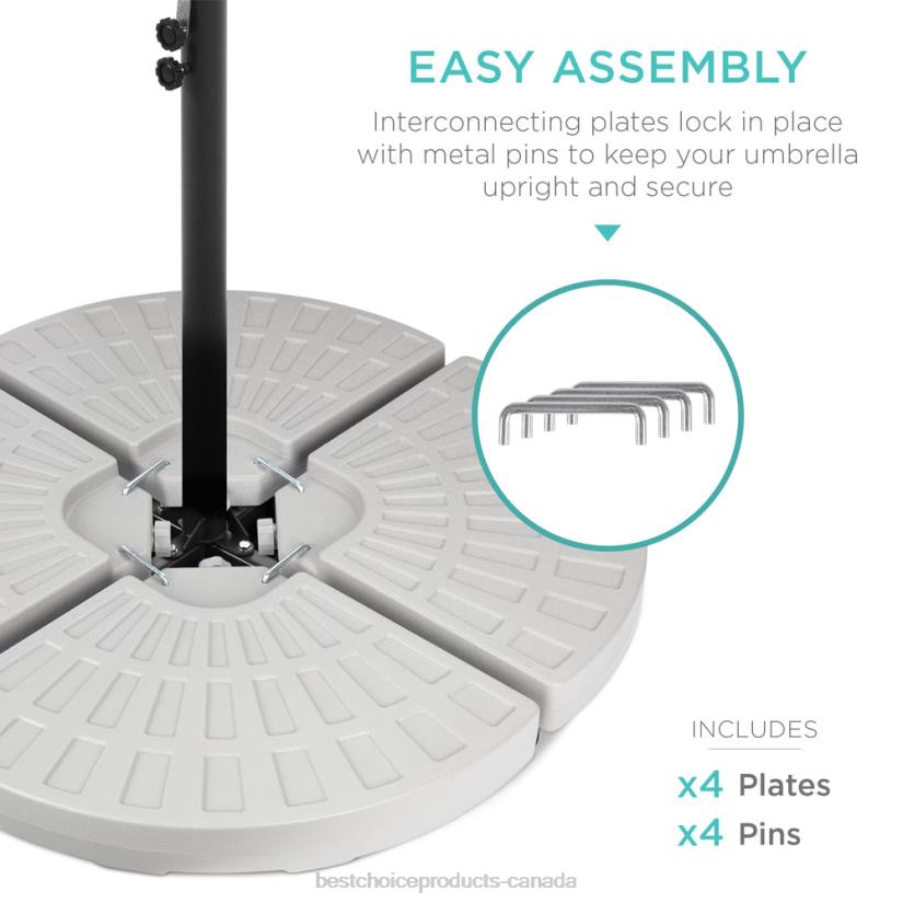 4LT2911 Black Best Choice Products 4-Piece Cantilever Offset Patio Umbrella Base Stand w/ Carry Handles
