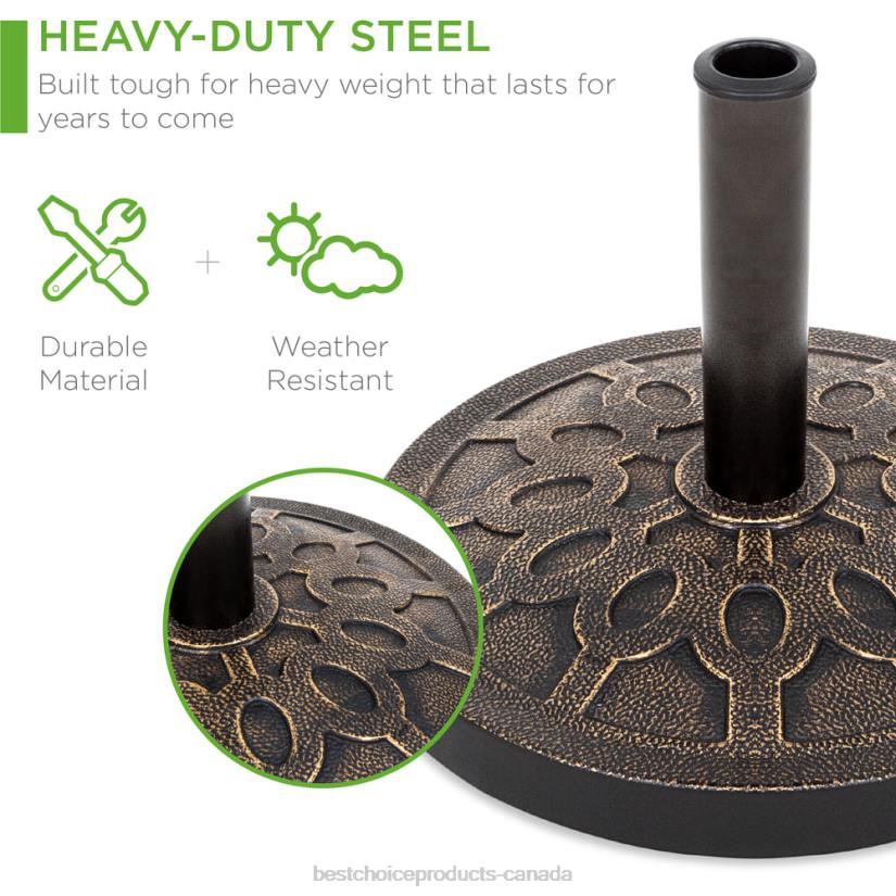 4LT2926 Bronze Best Choice Products 18in Round Patio Umbrella Base Stand w/ Rustic Finish