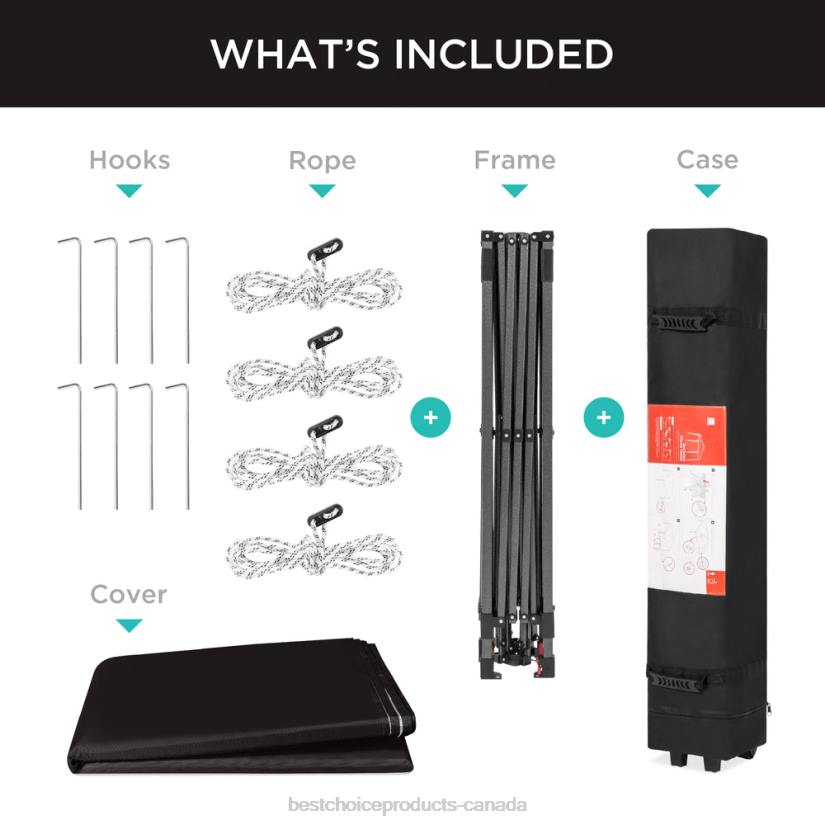 4LT21050 Black Best Choice Products One-Person Setup Instant Pop Up Canopy w/ Wheeled Bag