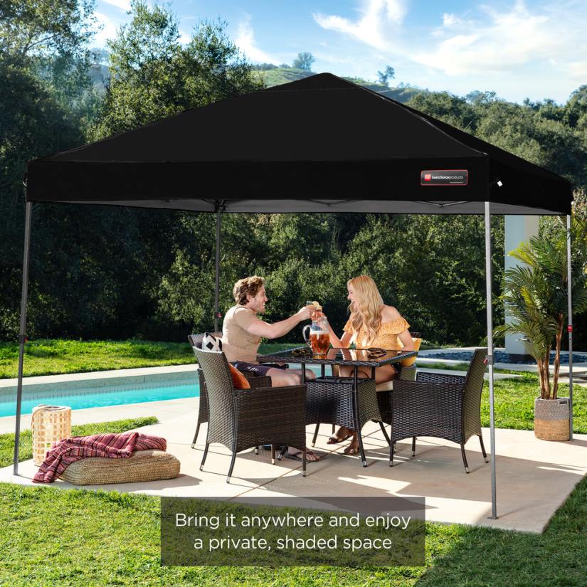 4LT21050 Black Best Choice Products One-Person Setup Instant Pop Up Canopy w/ Wheeled Bag
