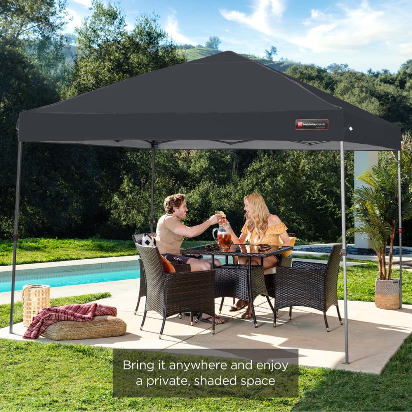 4LT21051 Gray Best Choice Products One-Person Setup Instant Pop Up Canopy w/ Wheeled Bag