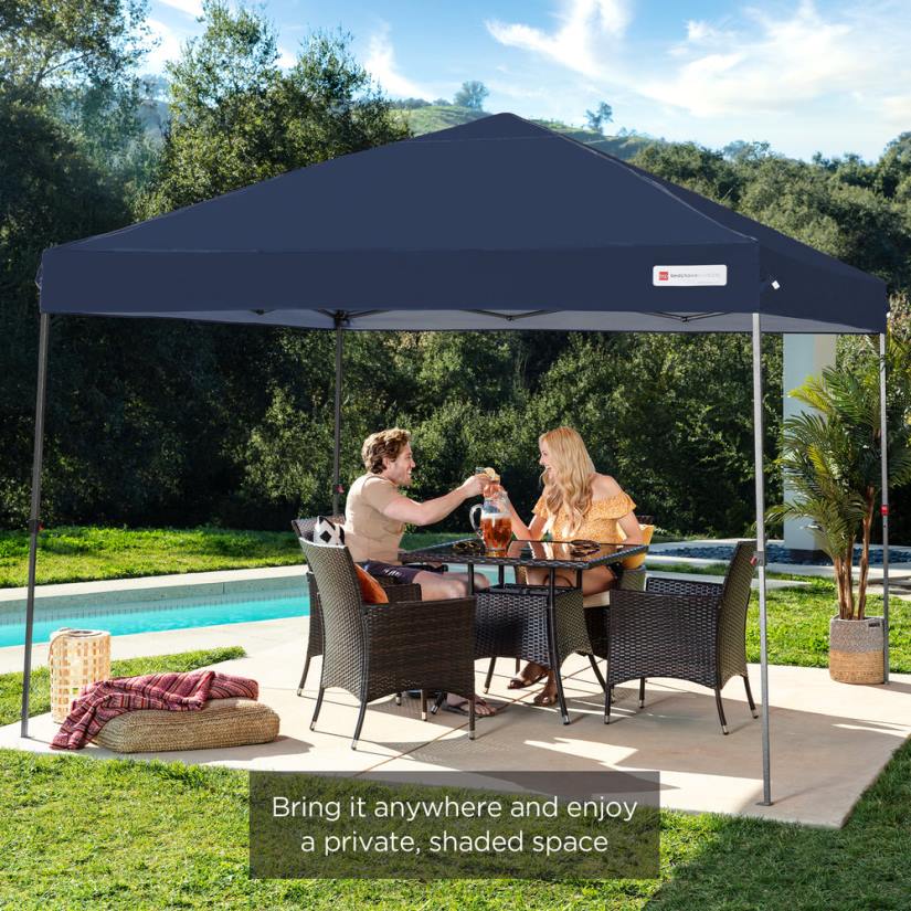 4LT21052 Blue Best Choice Products One-Person Setup Instant Pop Up Canopy w/ Wheeled Bag