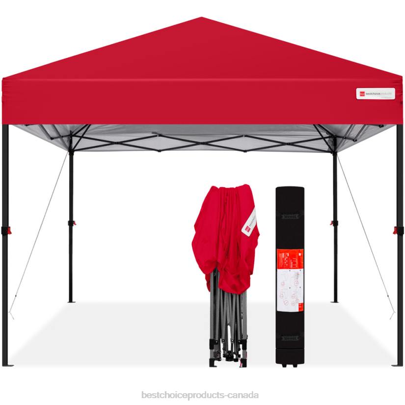 4LT21053 Red Best Choice Products One-Person Setup Instant Pop Up Canopy w/ Wheeled Bag