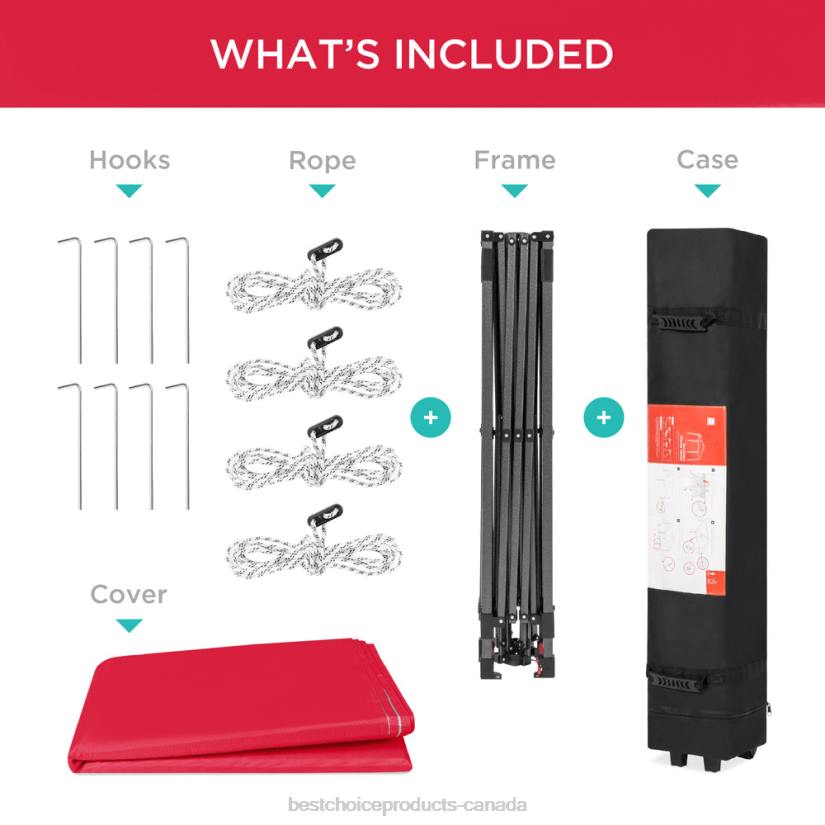 4LT21053 Red Best Choice Products One-Person Setup Instant Pop Up Canopy w/ Wheeled Bag