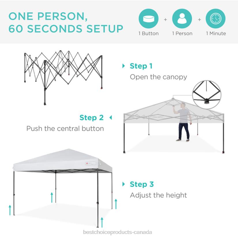 4LT21054 White Best Choice Products One-Person Setup Instant Pop Up Canopy w/ Wheeled Bag