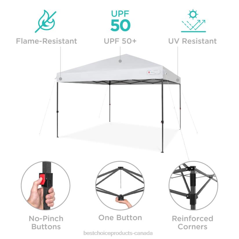 4LT21054 White Best Choice Products One-Person Setup Instant Pop Up Canopy w/ Wheeled Bag