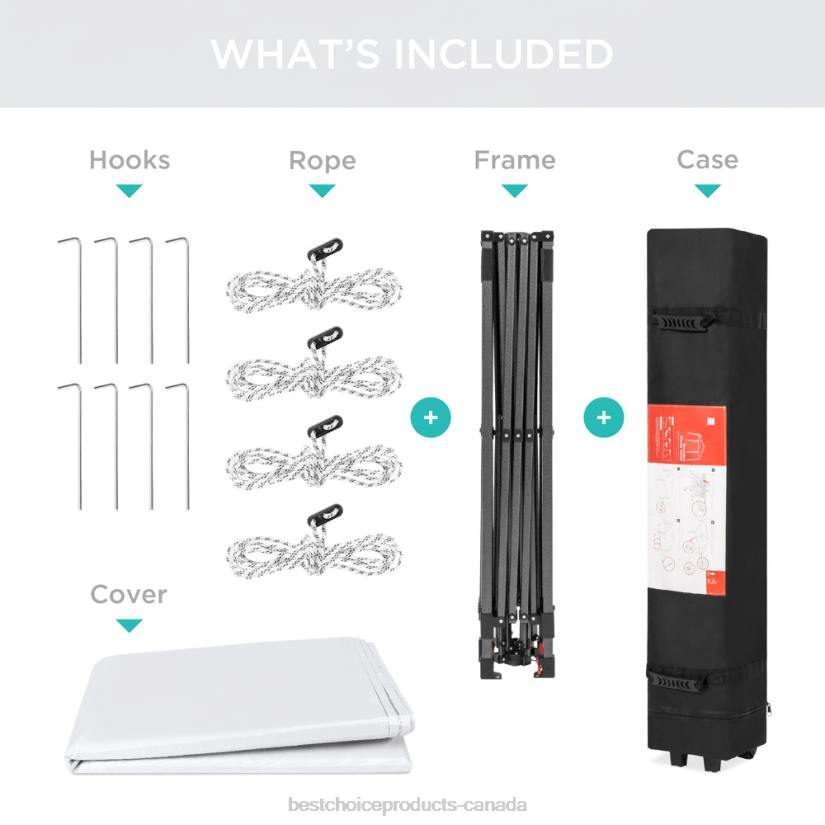 4LT21054 White Best Choice Products One-Person Setup Instant Pop Up Canopy w/ Wheeled Bag