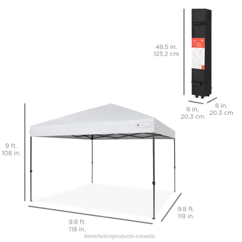 4LT21054 White Best Choice Products One-Person Setup Instant Pop Up Canopy w/ Wheeled Bag