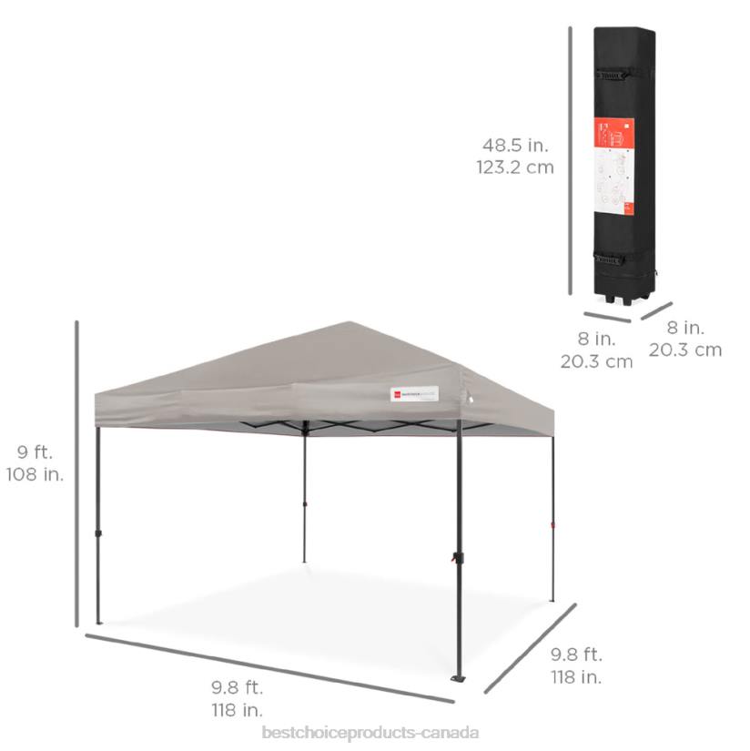 4LT21055 Light Gray Best Choice Products One-Person Setup Instant Pop Up Canopy w/ Wheeled Bag
