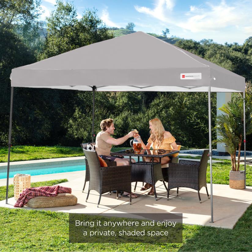 4LT21055 Light Gray Best Choice Products One-Person Setup Instant Pop Up Canopy w/ Wheeled Bag