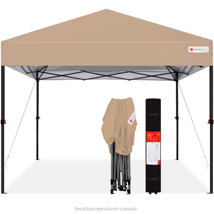 4LT21056 Tan Best Choice Products One-Person Setup Instant Pop Up Canopy w/ Wheeled Bag