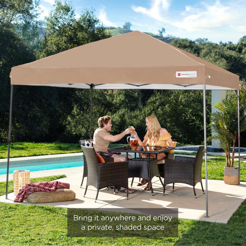 4LT21056 Tan Best Choice Products One-Person Setup Instant Pop Up Canopy w/ Wheeled Bag