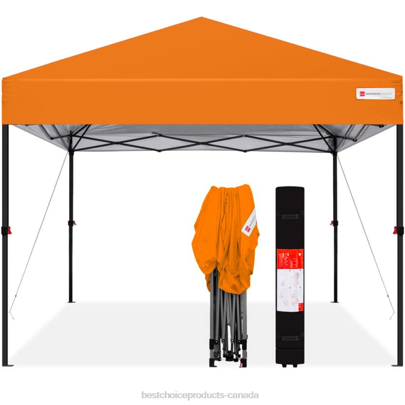 4LT21058 Orange Best Choice Products One-Person Setup Instant Pop Up Canopy w/ Wheeled Bag