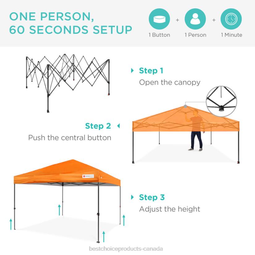 4LT21058 Orange Best Choice Products One-Person Setup Instant Pop Up Canopy w/ Wheeled Bag