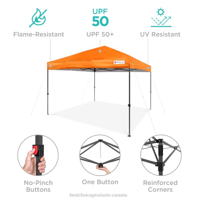 4LT21058 Orange Best Choice Products One-Person Setup Instant Pop Up Canopy w/ Wheeled Bag