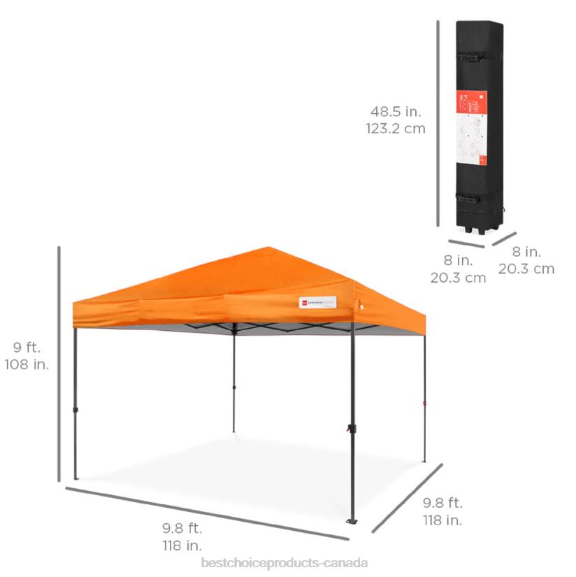 4LT21058 Orange Best Choice Products One-Person Setup Instant Pop Up Canopy w/ Wheeled Bag
