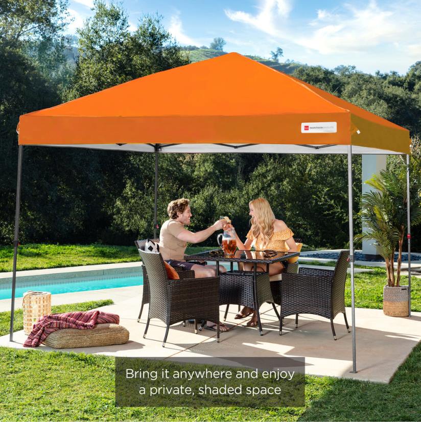 4LT21058 Orange Best Choice Products One-Person Setup Instant Pop Up Canopy w/ Wheeled Bag