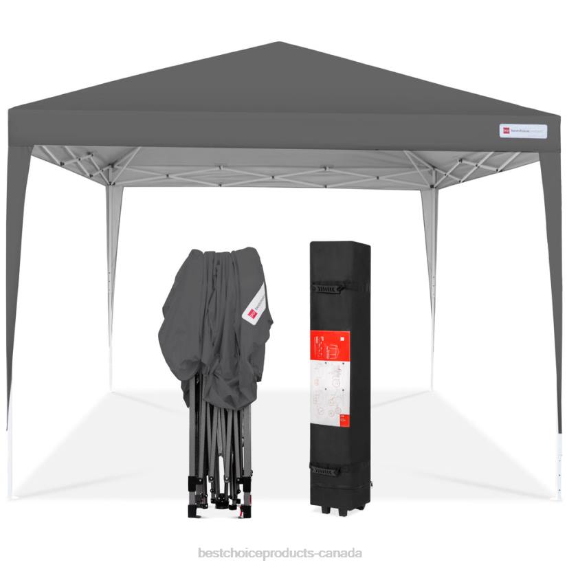 4LT21151 Dark Gray Best Choice Products Outdoor Portable Pop Up Canopy Tent w/ Carrying Case, 10x10ft