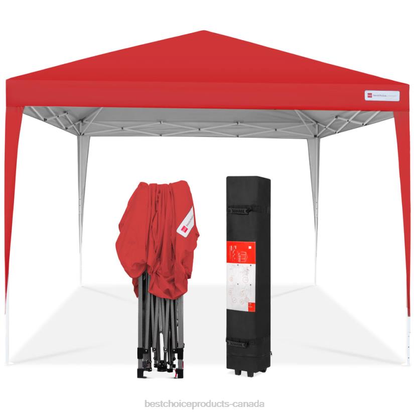 4LT21154 Red Best Choice Products Outdoor Portable Pop Up Canopy Tent w/ Carrying Case, 10x10ft