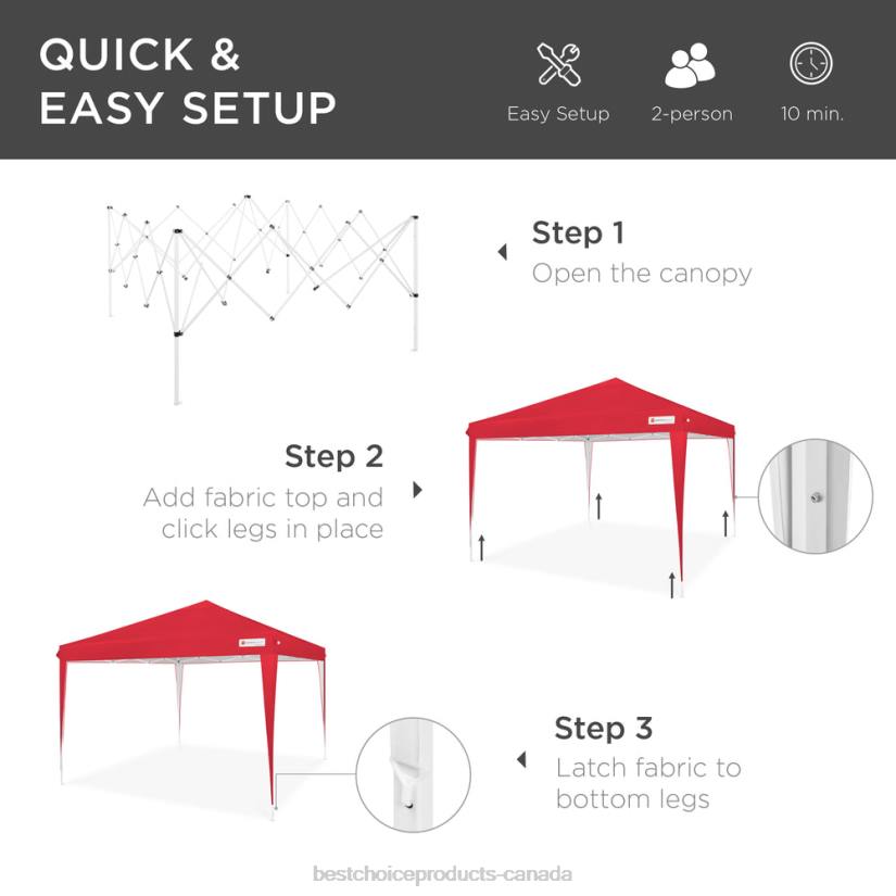 4LT21154 Red Best Choice Products Outdoor Portable Pop Up Canopy Tent w/ Carrying Case, 10x10ft