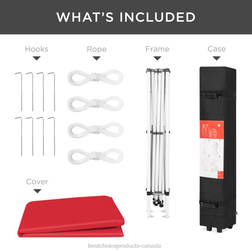 4LT21154 Red Best Choice Products Outdoor Portable Pop Up Canopy Tent w/ Carrying Case, 10x10ft