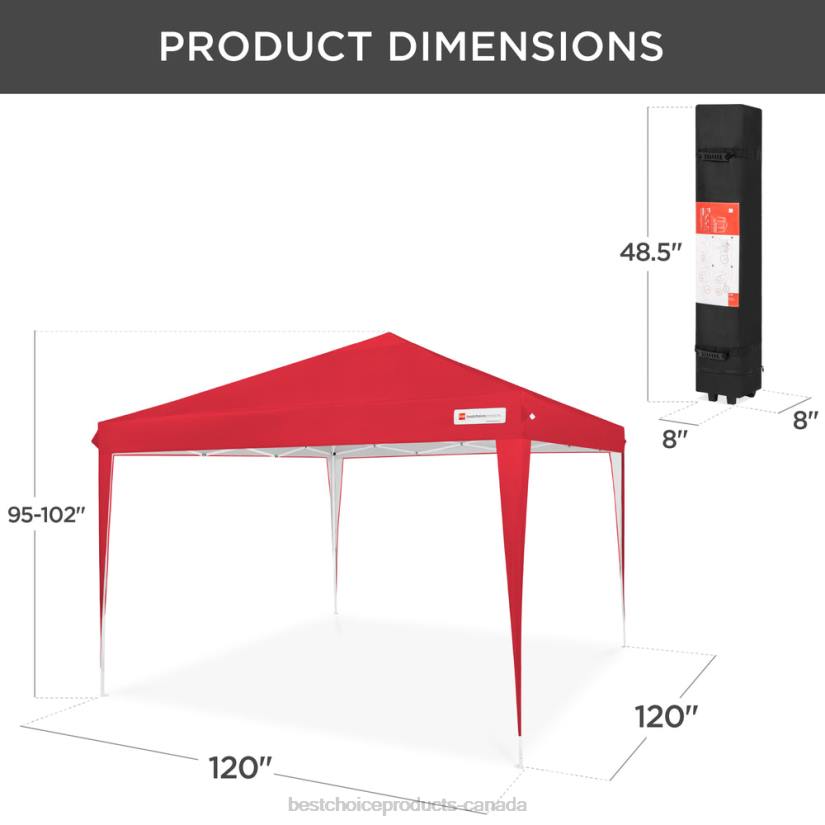 4LT21154 Red Best Choice Products Outdoor Portable Pop Up Canopy Tent w/ Carrying Case, 10x10ft