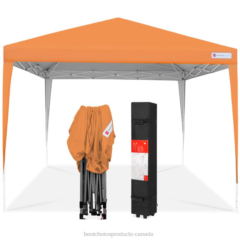 4LT21156 Orange Best Choice Products Outdoor Portable Pop Up Canopy Tent w/ Carrying Case, 10x10ft