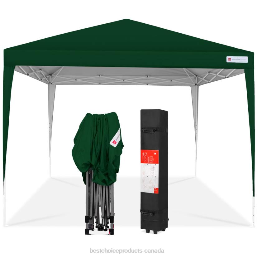 4LT21159 Forest Green Best Choice Products Outdoor Portable Pop Up Canopy Tent w/ Carrying Case, 10x10ft