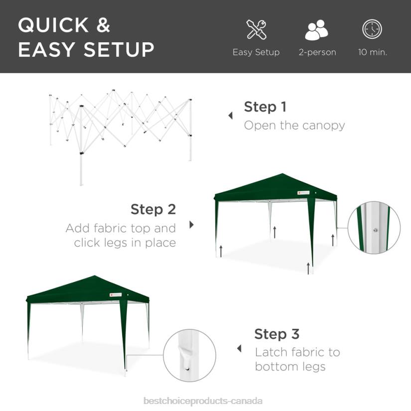 4LT21159 Forest Green Best Choice Products Outdoor Portable Pop Up Canopy Tent w/ Carrying Case, 10x10ft