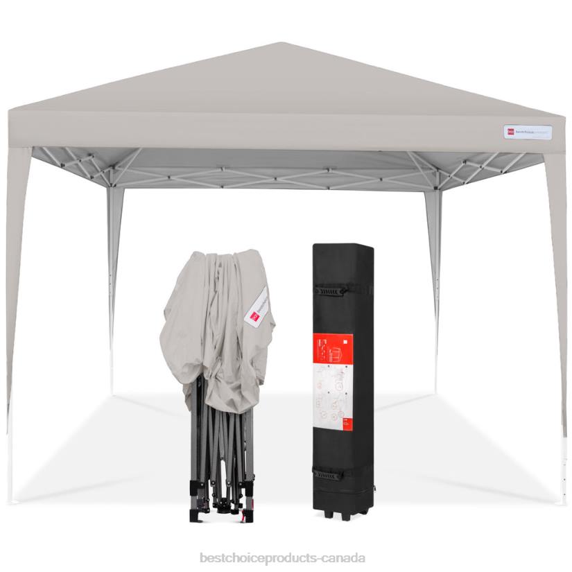 4LT21160 Light Gray Best Choice Products Outdoor Portable Pop Up Canopy Tent w/ Carrying Case, 10x10ft