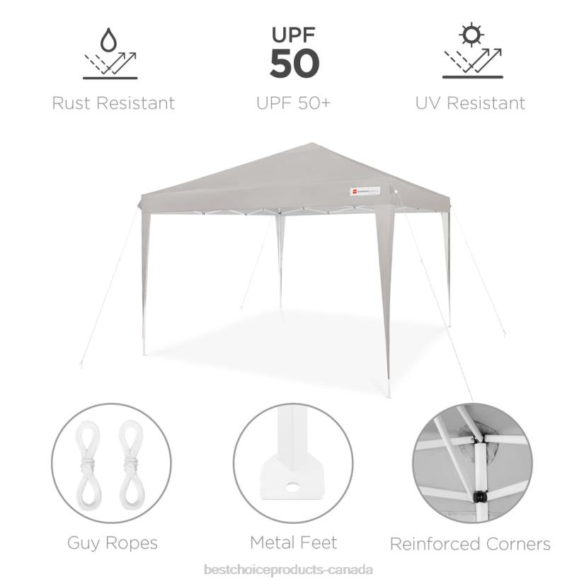 4LT21160 Light Gray Best Choice Products Outdoor Portable Pop Up Canopy Tent w/ Carrying Case, 10x10ft