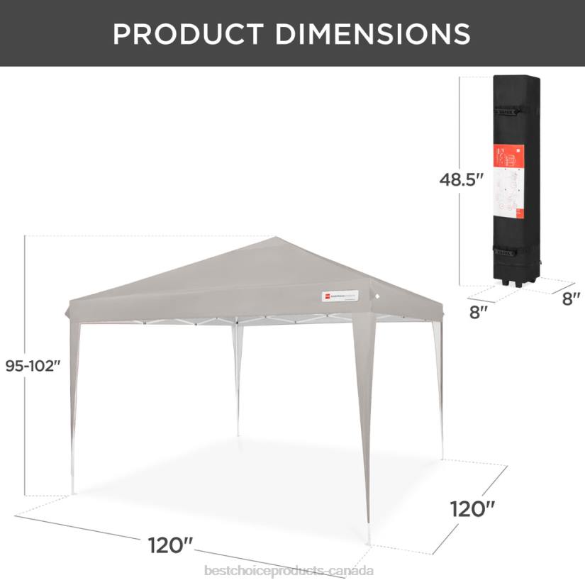 4LT21160 Light Gray Best Choice Products Outdoor Portable Pop Up Canopy Tent w/ Carrying Case, 10x10ft