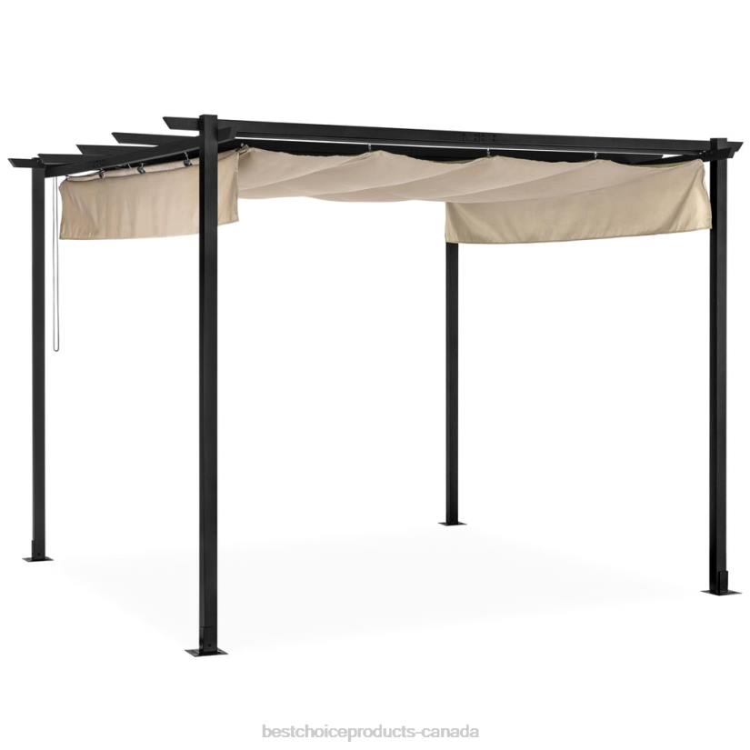 4LT21444 Black Best Choice Products Outdoor Pergola, Patio Shelter w/ Retractable Canopy, Steel Frame