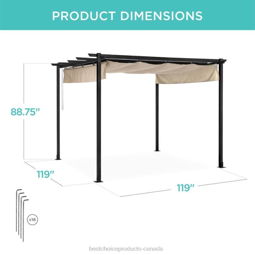 4LT21444 Black Best Choice Products Outdoor Pergola, Patio Shelter w/ Retractable Canopy, Steel Frame