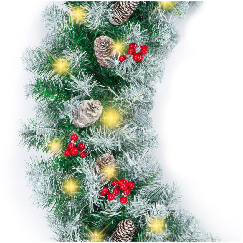 4LT2106 White Best Choice Products Pre-Lit Pre-Decorated Garland w/ PVC Branch Tips, 50 Lights