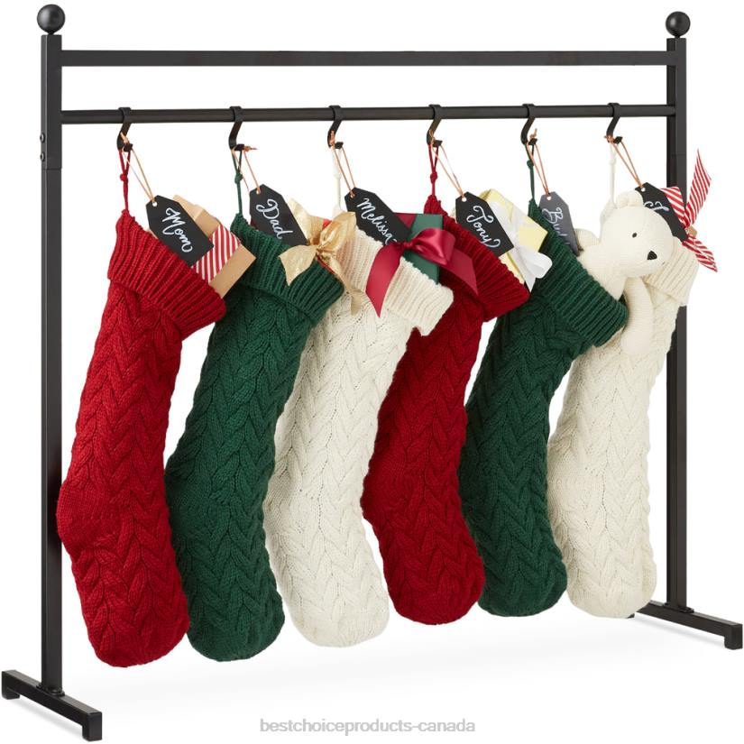 4LT2137 Black Best Choice Products Christmas Stocking Stand, Decor Display w/ Name Tags, Chalk Marker- 3ft
