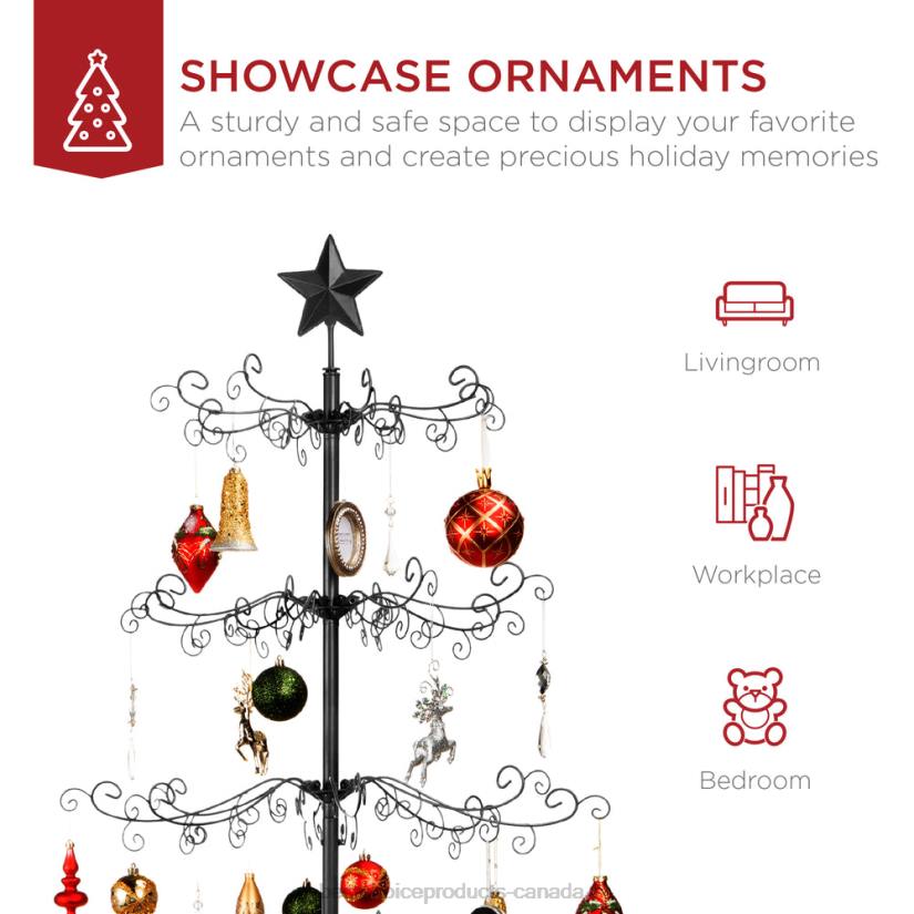 4LT2139 Black Best Choice Products Wrought Iron Christmas Tree Ornament Display w/ Easy Assembly
