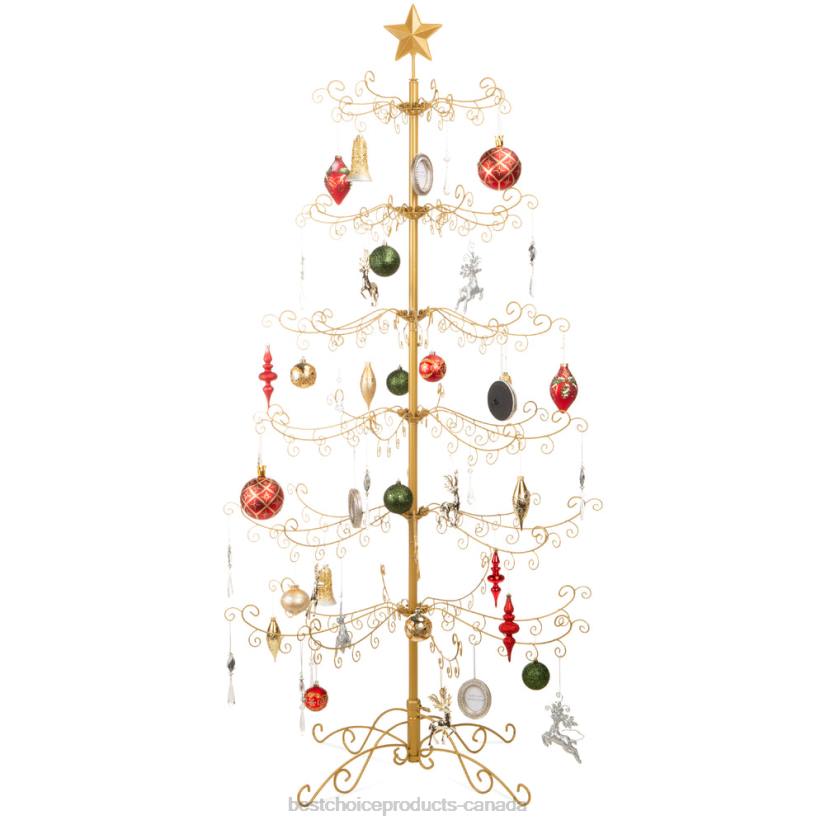 4LT2140 Gold Best Choice Products Wrought Iron Christmas Tree Ornament Display w/ Easy Assembly