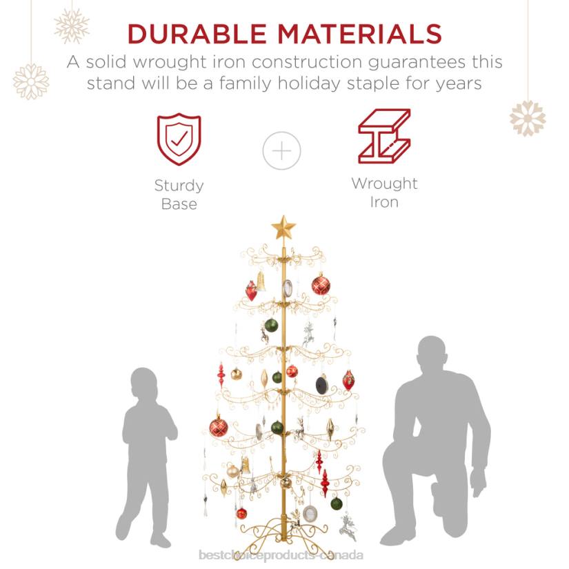 4LT2140 Gold Best Choice Products Wrought Iron Christmas Tree Ornament Display w/ Easy Assembly
