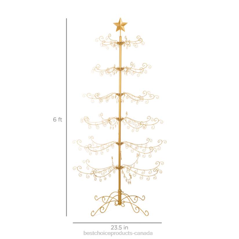 4LT2140 Gold Best Choice Products Wrought Iron Christmas Tree Ornament Display w/ Easy Assembly