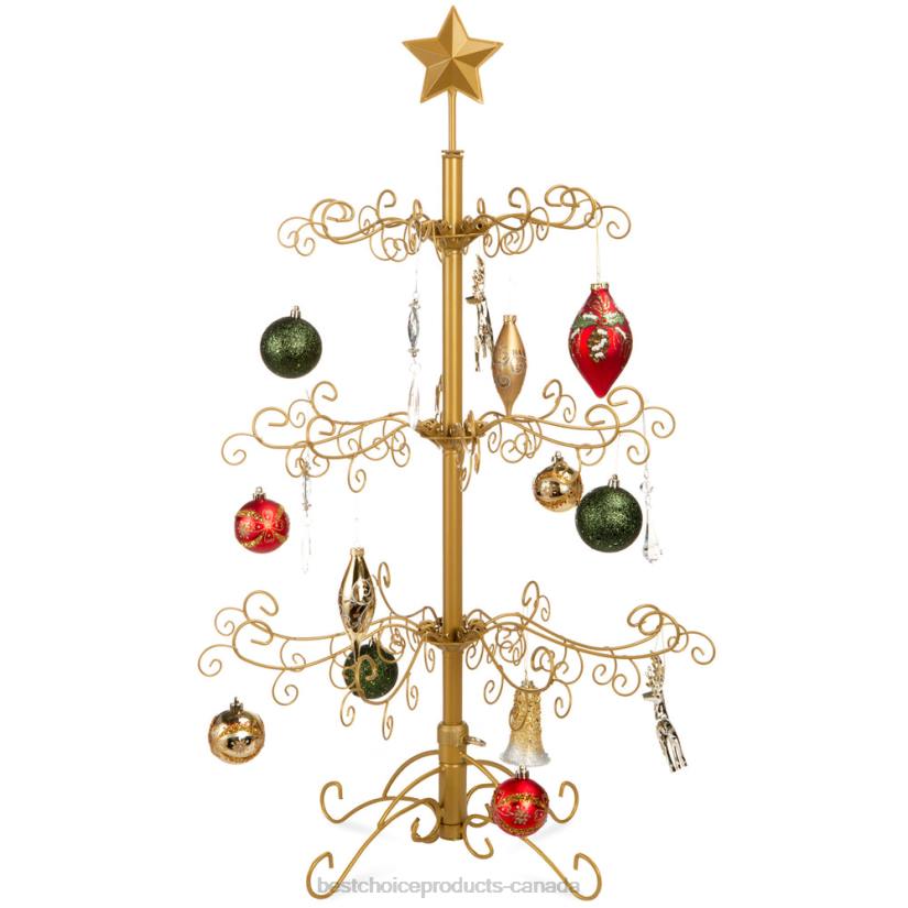 4LT2141 Gold Best Choice Products Wrought Iron Christmas Tree Ornament Display w/ Easy Assembly