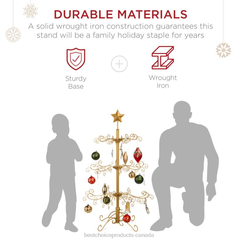 4LT2141 Gold Best Choice Products Wrought Iron Christmas Tree Ornament Display w/ Easy Assembly