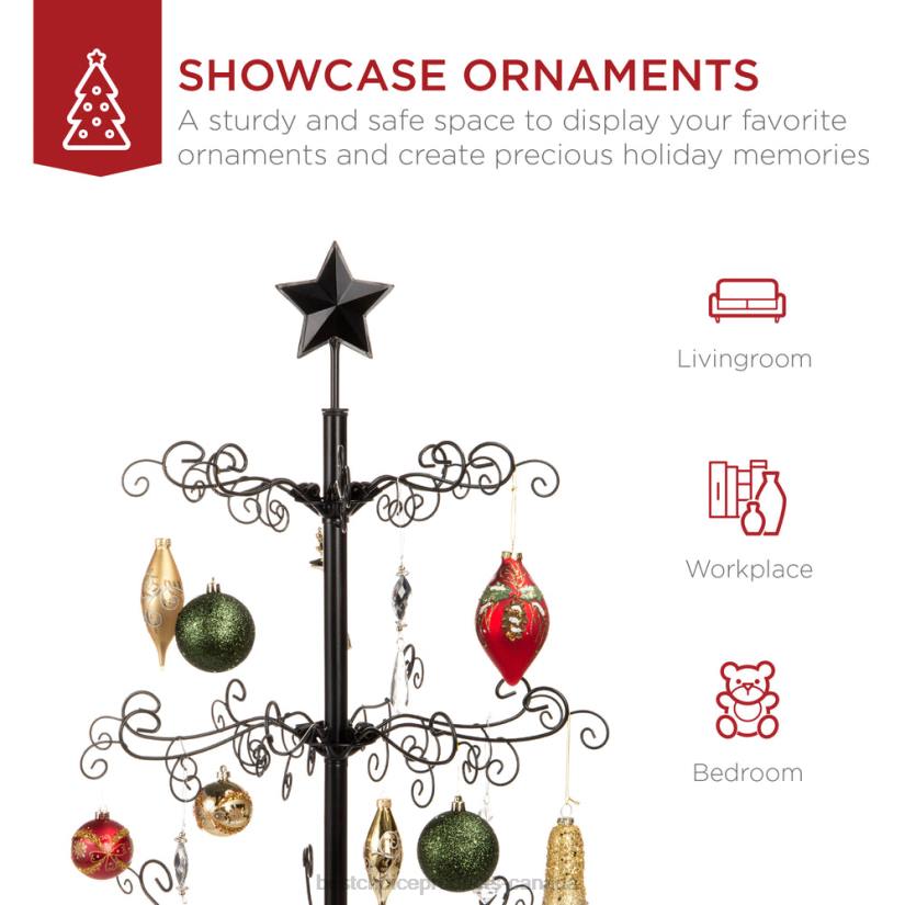 4LT2142 Black Best Choice Products Wrought Iron Christmas Tree Ornament Display w/ Easy Assembly
